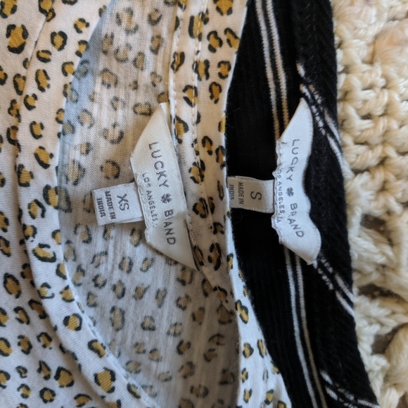 TWO lucky brand tshirt black stripe cheetah cotton - Picture 2 of 8